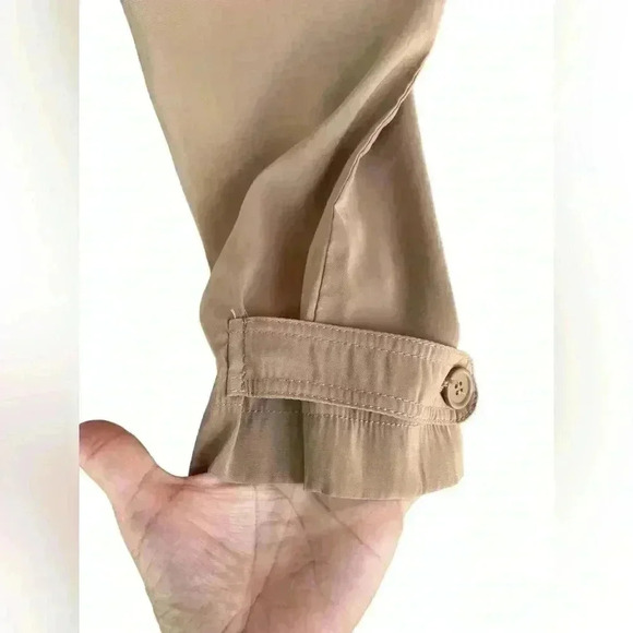 Max Studio kaki cargo pants sz M pockets button at ankle used like new. - Picture 5 of 11